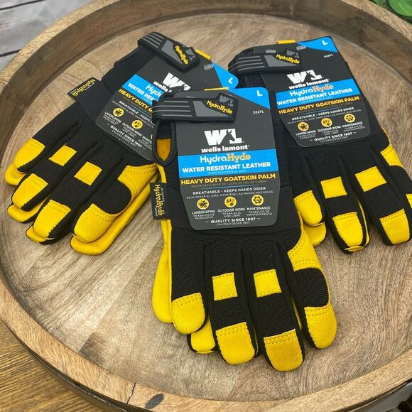 3 Pack Wells Lamont Size LARGE L Heavy Duty Water Resistant Leather Work Gloves - Picture 1 of 5